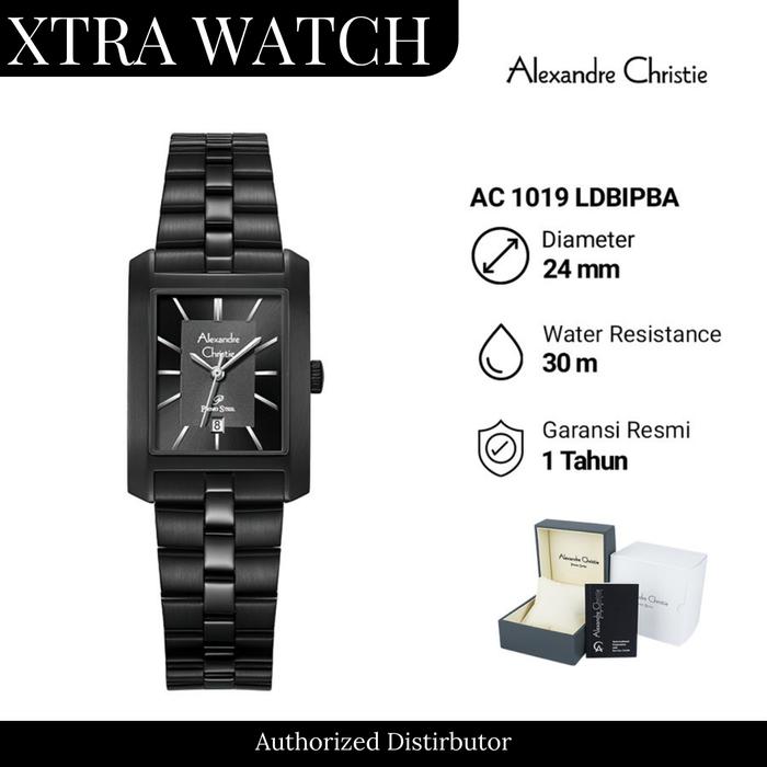 Jam Tangan Wanita AC Alexandre Christie 1019 Original Tanggal Aktif - Full Black