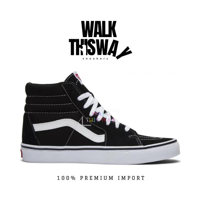 sepatu pria sneakers vans old skool sk8 hi / sepatu vans high / sneakers old skool / black white can