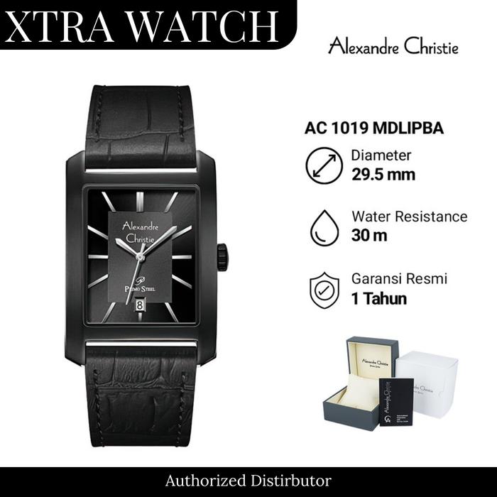 Jam Tangan Pria AC Alexandre Christie 1019 Kulit Original Tanggal Aktif - Full Black