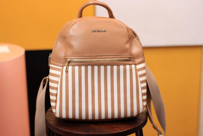 Preloved Les Catino Backpack Ransel Wanita Coklat Brown Stripe 100% Original