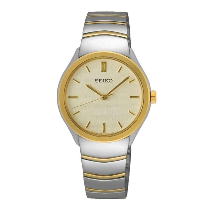 Jam Tangan Seiko Wanita SUR550P1 SUR550 Quartz Beige Dial Dual Tone Stainless Steel