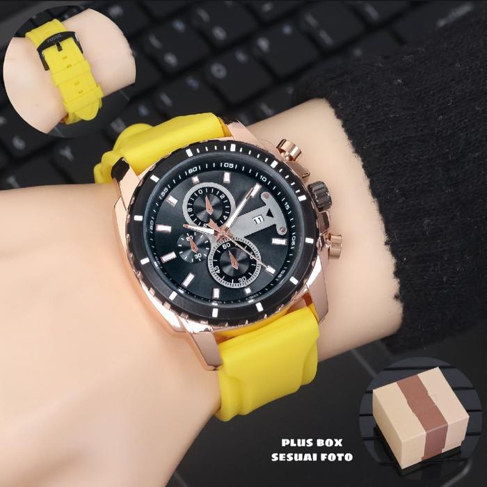 Jam Tangan Pria FOSSIL Original Analog Tgg Tali Rubber Karet Tahan air