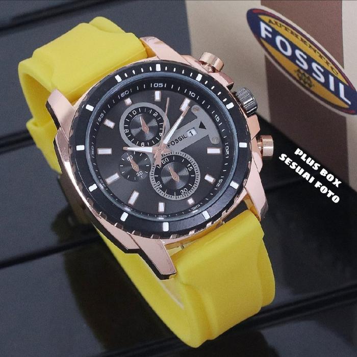 Jam Tangan FOSSIL Original Analog Tggl Tali Rubber Karet Waterproof