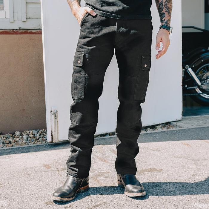 Iron Heart IHDR-502bb 14oz Selvedge Denim Cargo Pants - Black/Black