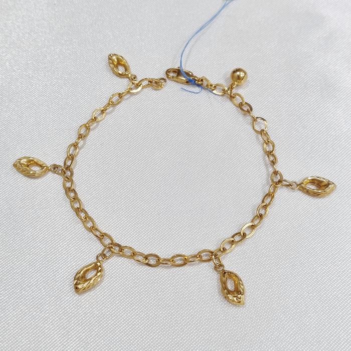 6K / 3.2 gr / 18 cm - Gelang Rantai Hollow Fancy Emas Muda Asli Kadar 30% 300 - PJ