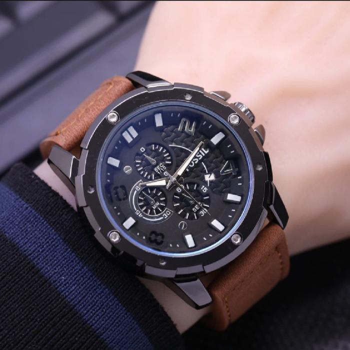 Jam Tangan Pria FOSSIL Original Tali kulit Analog Tggl Waterproof