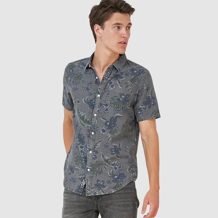 Kemeja SUPER DRY Miami Loom Box Fit Shirt ORIGINAL