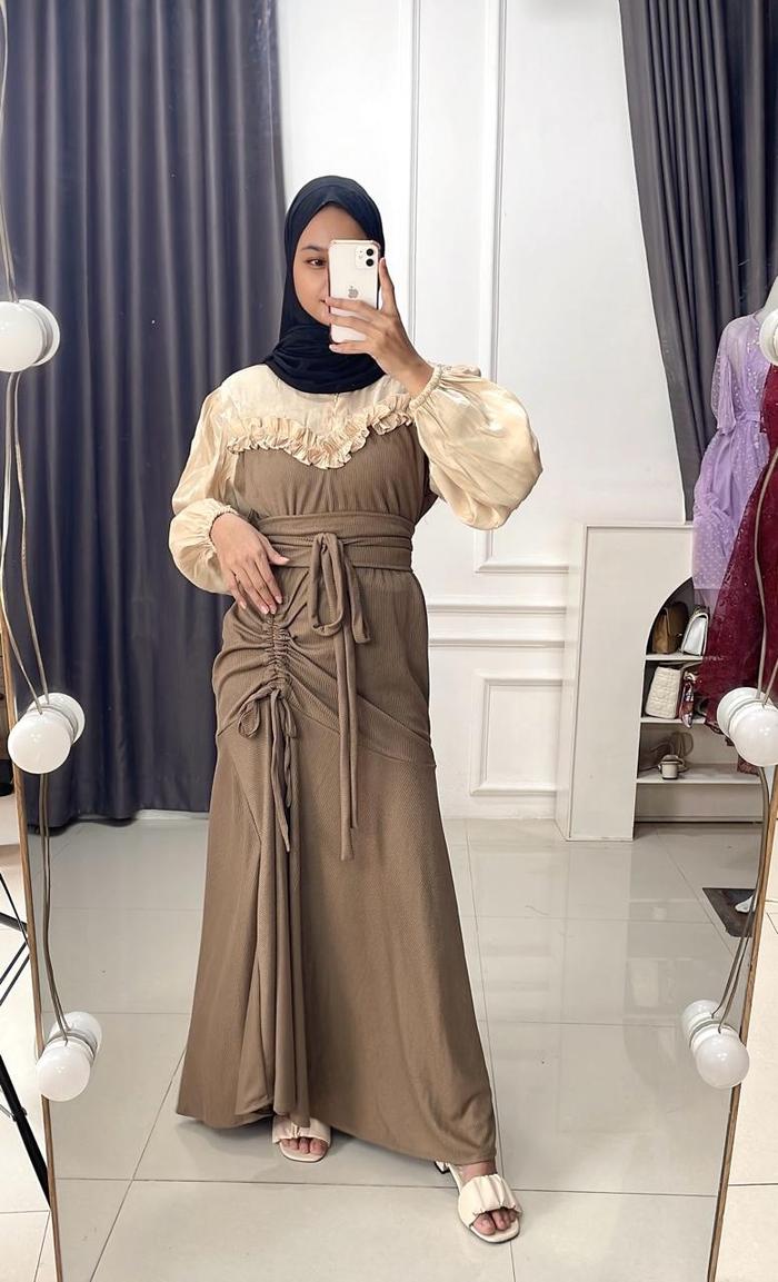 KS Veniza Dress Knit wanita maxi panjang pesta kondangan casual Baju wanita panjang pilih size L XL