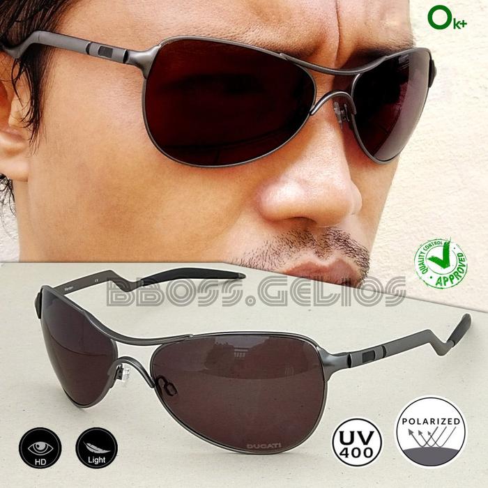 KACAMATA HITAM PRIA DUCATI WARDEN AVIATOR POLARIZED BLACK TITANIUM SILVER-GRAY SUNGLASSES KACA MATA 