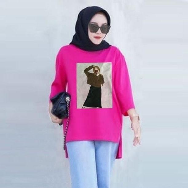 Gv Tunic LONG TUNIK STEVI FANTA Pink Hijau Putih Merah Navy Muslim