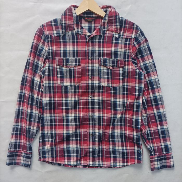 kemeja KriffMayer plaid flannel western shirt casual