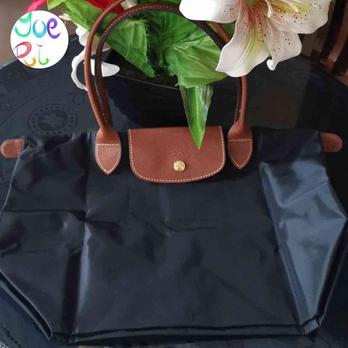 Longchamp Le Pliage Black Noir Small Long Handle