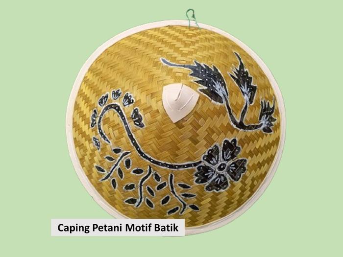 Caping Petani Motif Batik Topi Anyaman Bambu Hias Unik