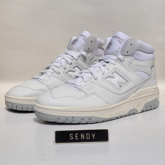 New Balance NB 650 BB650RWW High Top Leather Original 100% Ori Triple Tripel White Warna Putih Sepat
