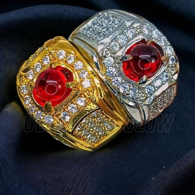 Cincin Batu Permata Merah Delima 100% Natural Batu Merah Delima Asli
