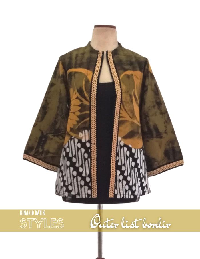 Outer Batik Wanita Kinario Atasan  Semi Blazer List Bordir Batik Tulis Kombinasi Abstrak Solo Modern
