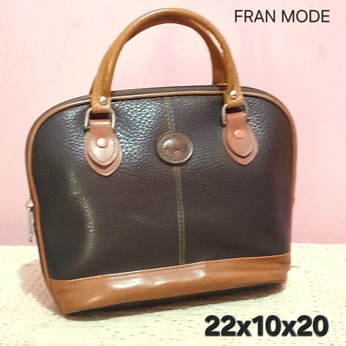 Preloved Tas Alma Mini Vintage Pesta Kulit Tebal Coklat FRAN MODE 22cm 10inch Mulus