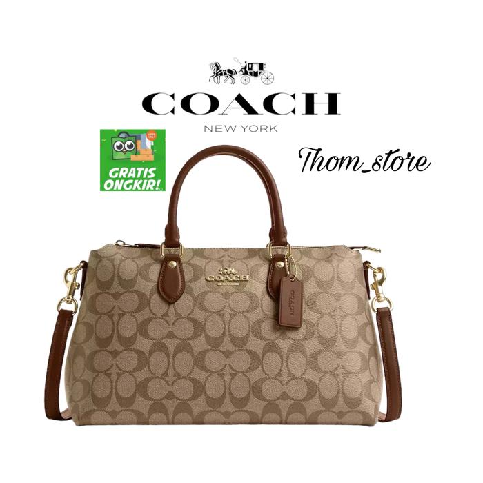 TAS SELEMPANG WANITA C H CR15 GEORGIA SHOULDER BAG SIGNATURE CANVAS KHAKI