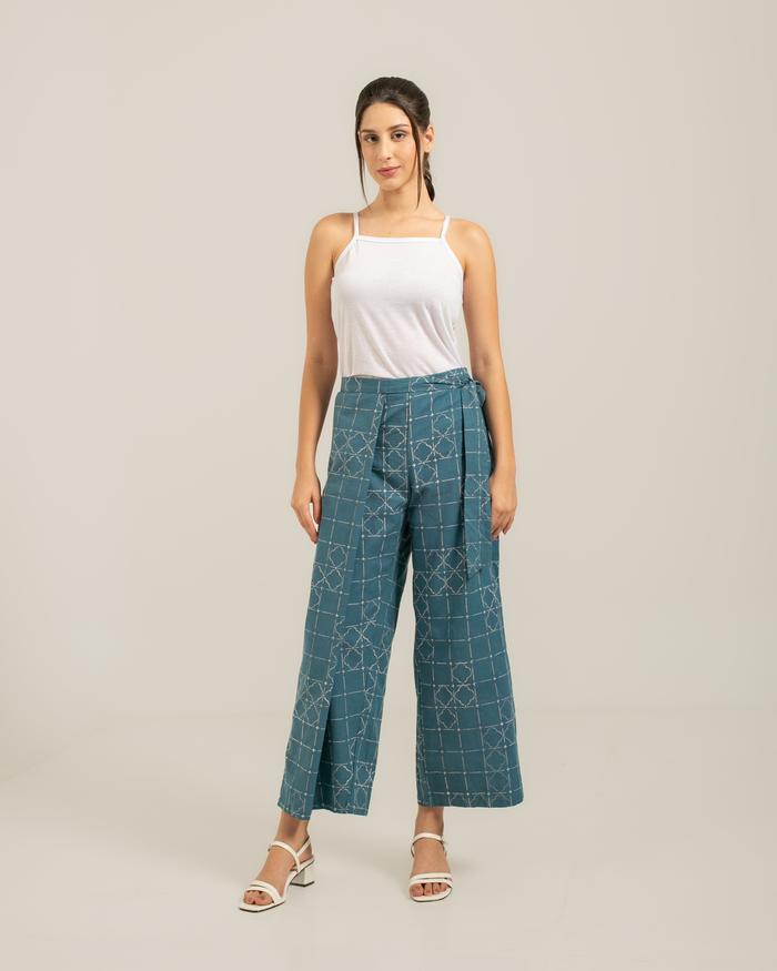 Batik Fractal Bhavya Wrap Pants Tosca