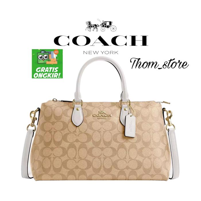 TAS SELEMPANG WANITA C H CR157 GEORGIA SHOULDER BAG SIGN CANVAS LIGHT KHAKI