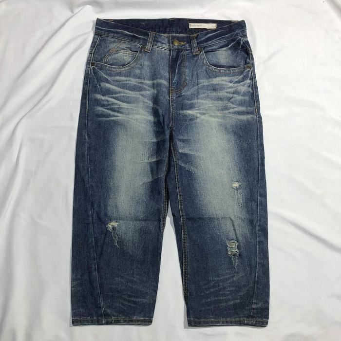 Celana Pendek Shortpants 7/8 Jeans Basic House Dark Blue Washed Fading Original Second Preloved #CP3