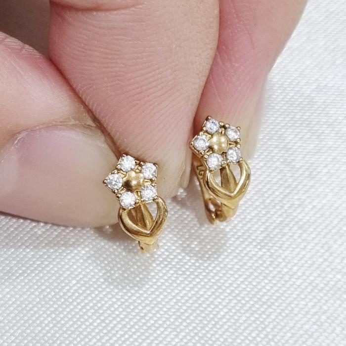 6K / 1.05 gr / 1 cm - Anting Klip / Jepit Emas Muda Asli Kadar 30% 300 - PJ