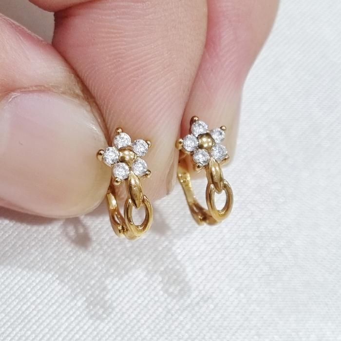 6K / 1.1 gr / 1.1 cm - Anting Klip / Jepit Bunga / Bintang Emas Muda Asli Kadar 30% 300 - PJ