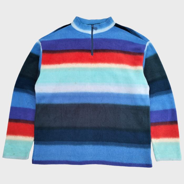 united colors of benetton vintage 80's sherpa fleece multicolor halfzip jacket riri