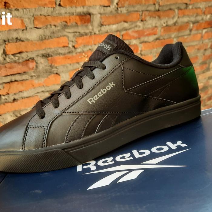sepatu sekolah hitam polos reebok classic full black low 3