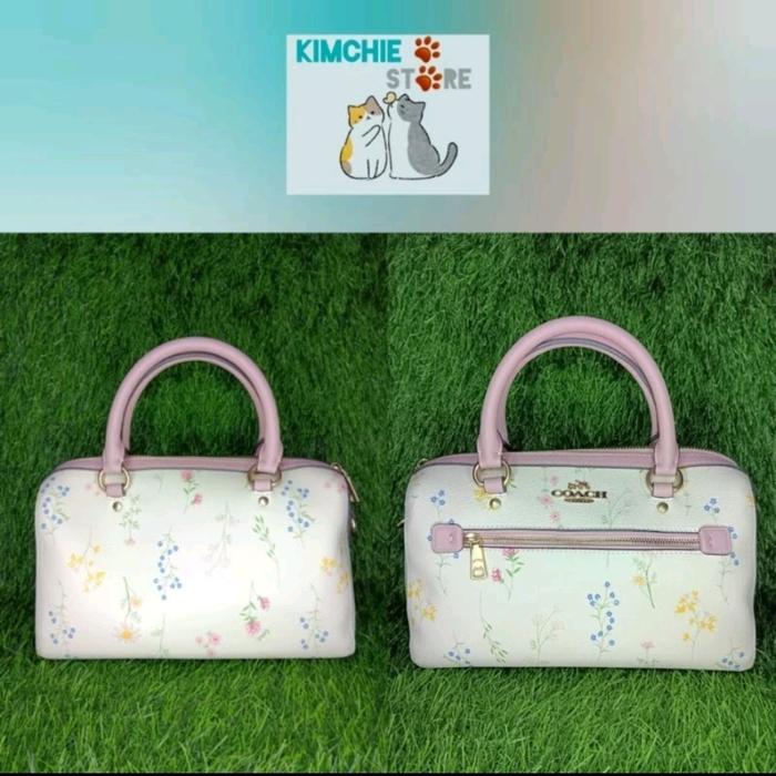 TAS SELEMPANG WANITA COACH KULAS MOTIF BUNGA 2 IN 1 (preloved) real pict