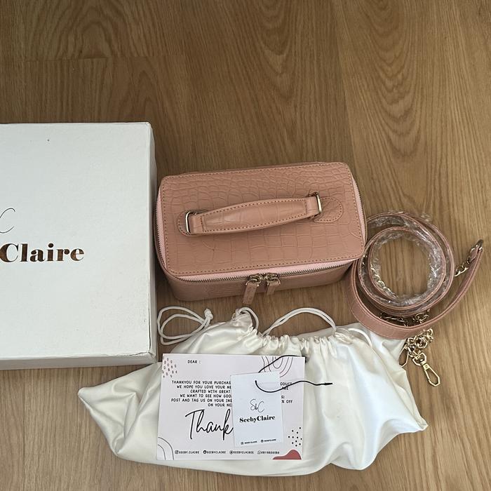 Mini vanity bag tas kulit pink
