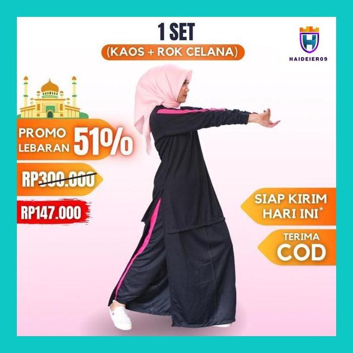 (HAIDE) BAJU SETELAN OLAHRAGA MUSLIMAH JUMBO AISA WANITA MUSLIM SYARI SET ROK CELANA TRAINING PAKAIA