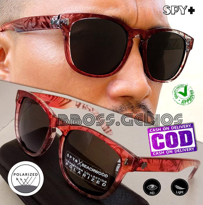 KACAMATA HITAM POLARIZED ORIGINAL PRIA WANITA SPY BEWOOD CRYSTAL BROWN BLACK LENS EYEWEAR OUTDOOR SU