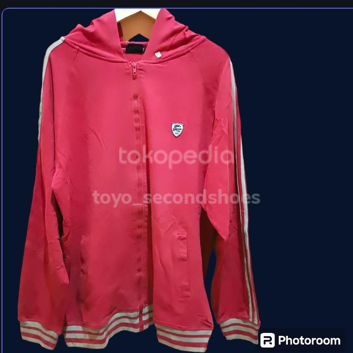 hoodie zipper second import warna merah cabe