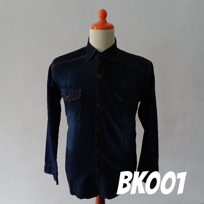 Baju Gravera Denim Kemeja Panjang Pria