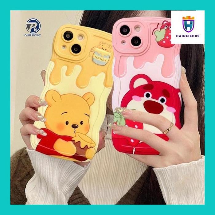(HAIDE) SS800 SOFTCASE SILIKON WAVY GELOMBANG POOH & LOTSO FOR OPPO A3S A1K A5S A7 A12 F9 A11K A15 A