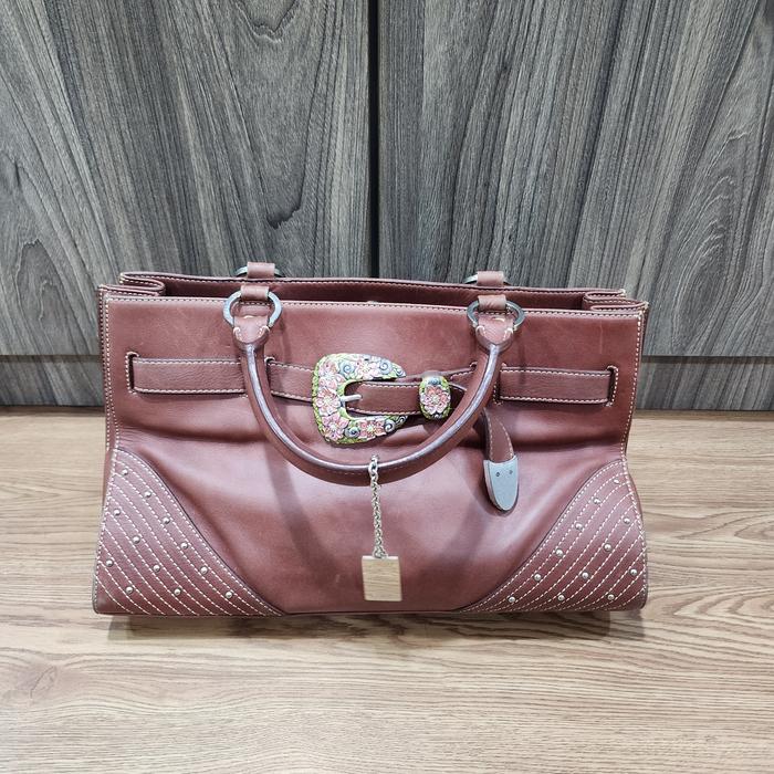 Preloved Tas Bonia Brown Leather Original Not Fossil Coach Hush Puppies