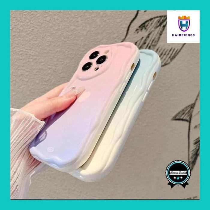 (HAIDE) SS877 SOFTCASE SILIKON GRADIENT LOVE HEART 3D CURVED WAVY EDGE SOFT TPU COVER FOR XIAOMI RED