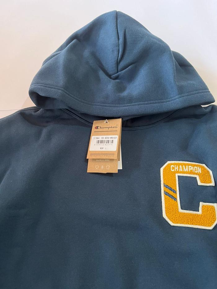 CHAMPION Jaket C Applique With Script Navy Mens Hoodie L BNWT Original 100%
