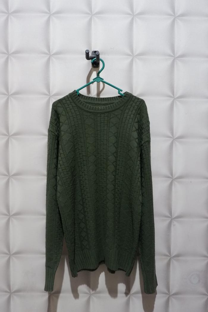 Knitwear Sweater Rajut Pria - Warna: Hijau, Size: L (SECOND/PRELOVED)