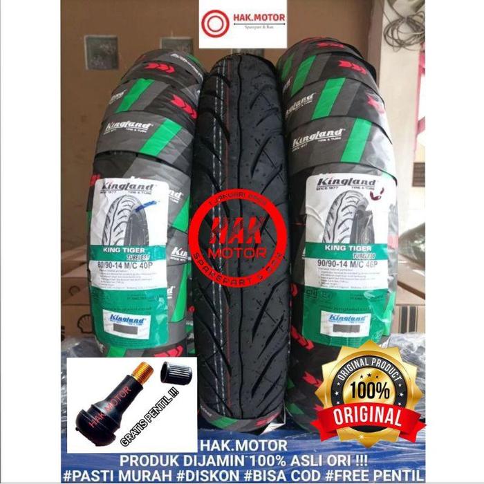 Diskon ( Dana Pelajar ) Ban Asli Kingland Ring 14 Tubles Matic Motif Acak Random ( 70/90-14 ),( 80/9