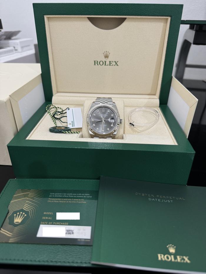 Rolex Datejust 41 BNIB Fluted jubilee Rhodium Diamond Dial 2024