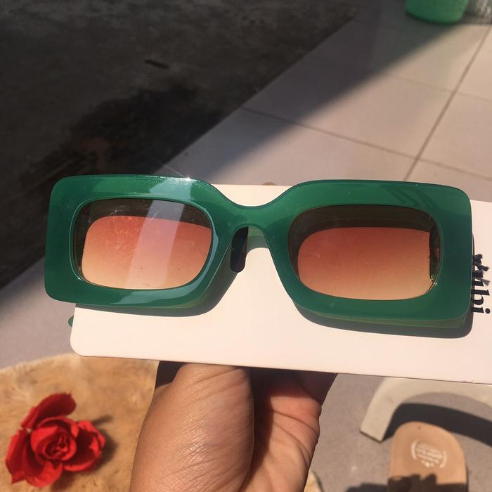 ori Rubi Bold Green Oversize premium square brown lensa gradasi frame hijau botol classy women sungl