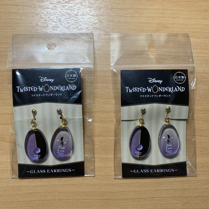 Disney Twisted Wonderland Glass Earrings Octavinelle Floyd/ Jade Leech