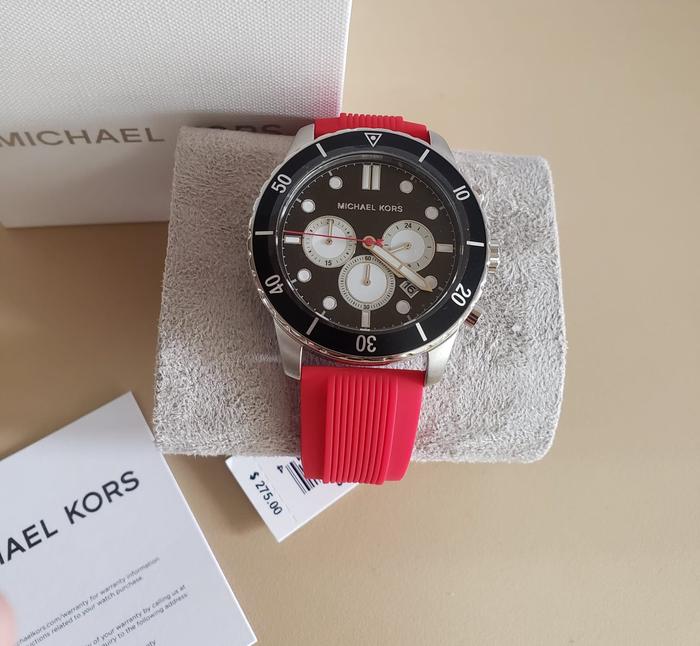 Jam Tangan Wanita Branded Original MK MK8973 Strap Rubber Red