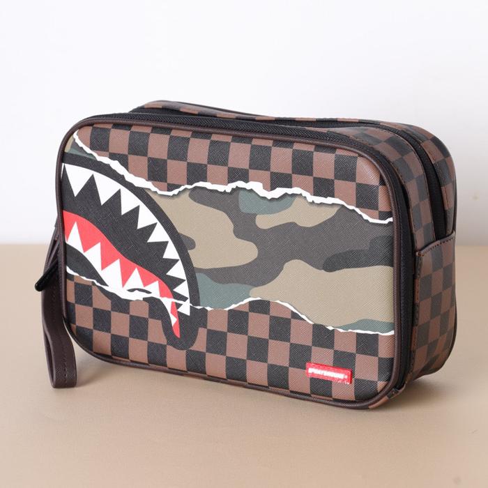SPRAYGROUND Unstoppable Endeavors III Toiletry Clutch Pouch Bag Brown/Camo Multicolor