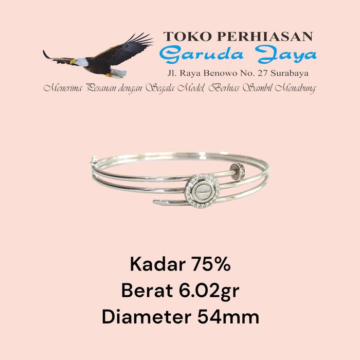 Gelang Roll Oval Carter Paku Emas Putih 750 UBS