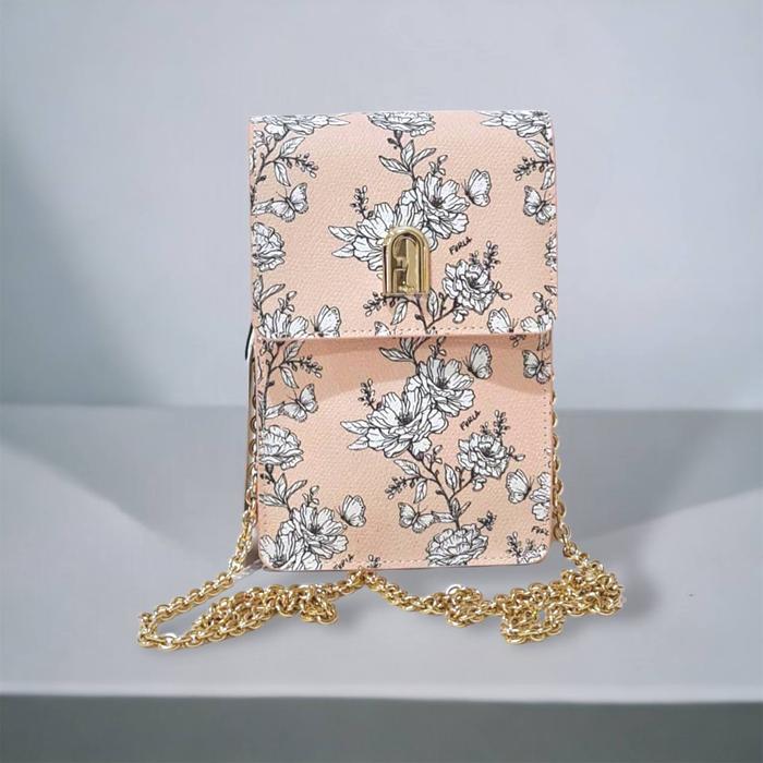 Furla 1927 Mini Vertical Phone Holder Crossbody Bag Candy Rose Floral