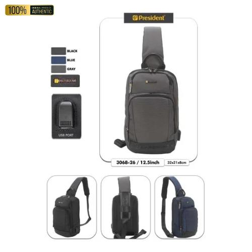 sling chest bag tas slempang pria president 3068