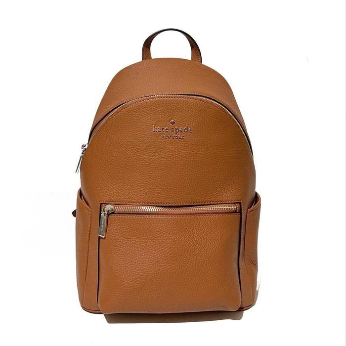 ks Leila Medium Dome Backpack Pebbled Leather Warm Ginger